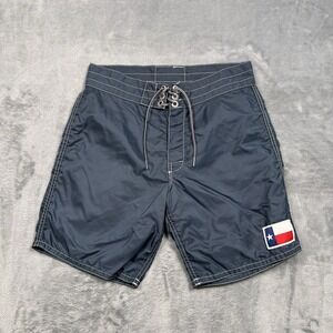 Birdwell Beach Britches Texas Flag Blue Nylon Board Shorts Size 28 7" Inseam